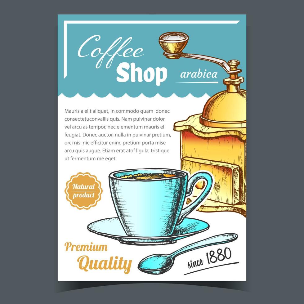 oud handleiding koffie Slijper en kop poster vector