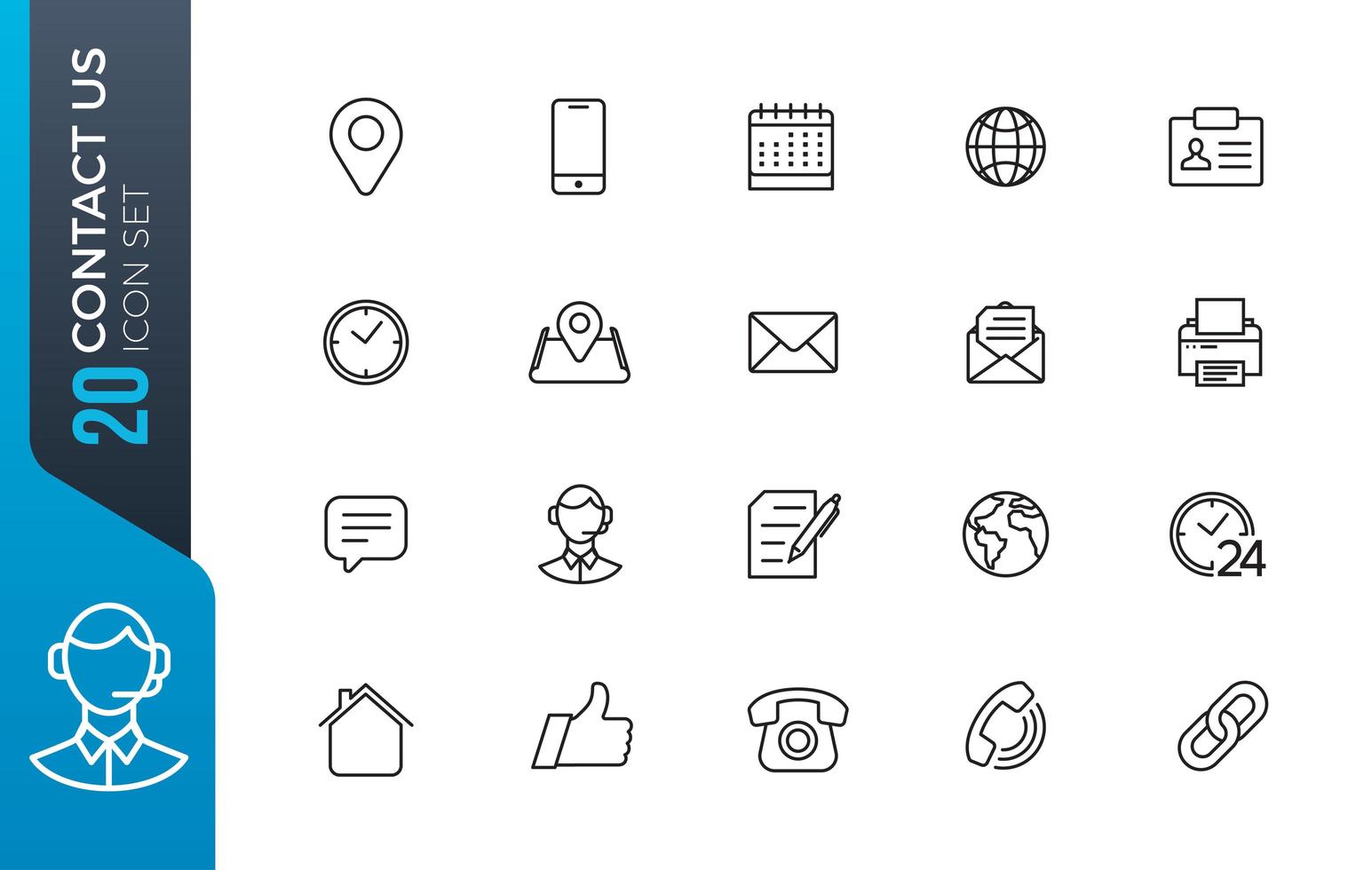 contact met ons op icon set vector