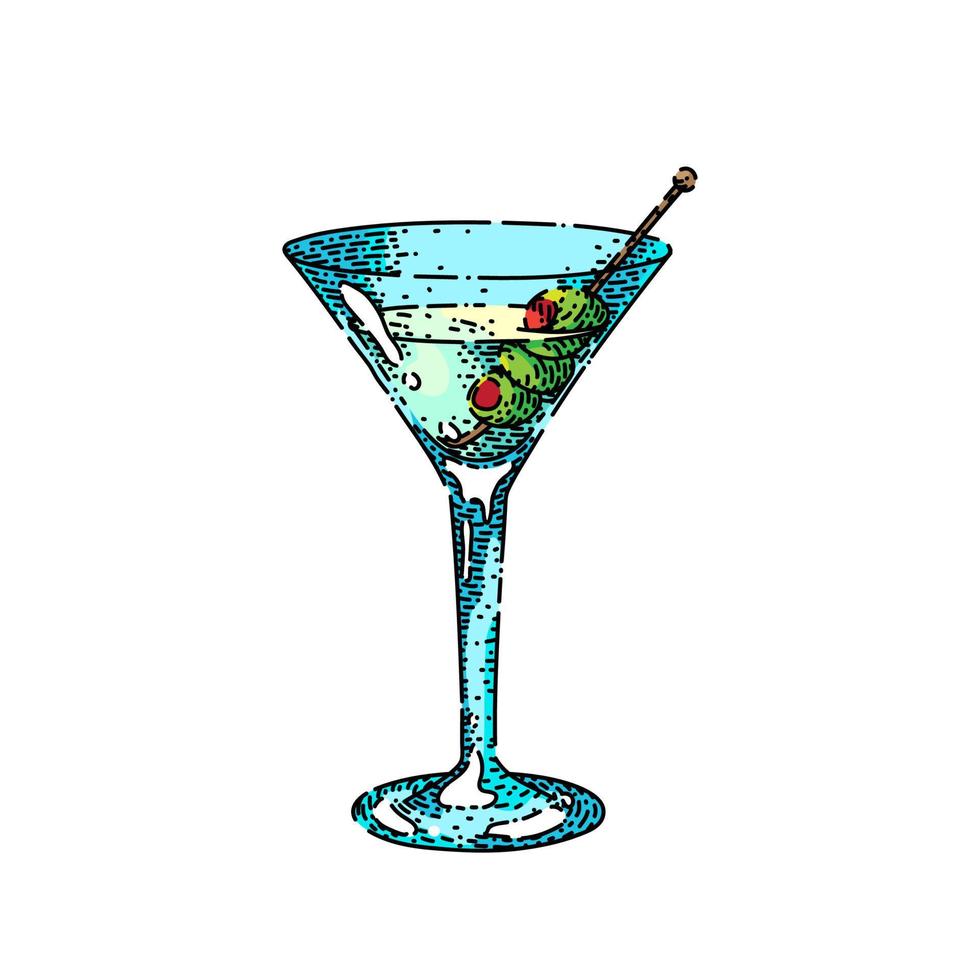 martini cocktail schetsen hand- getrokken vector