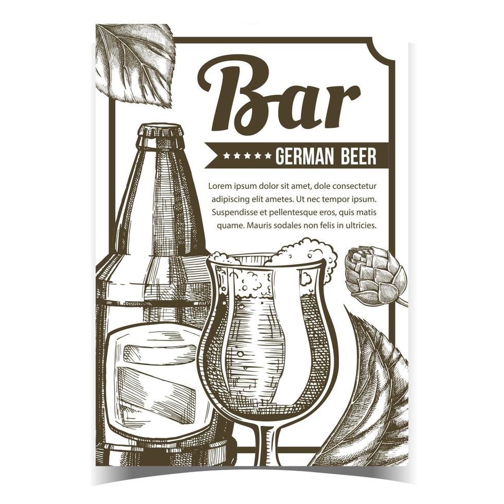 bar met Duitse bier reclame poster vector