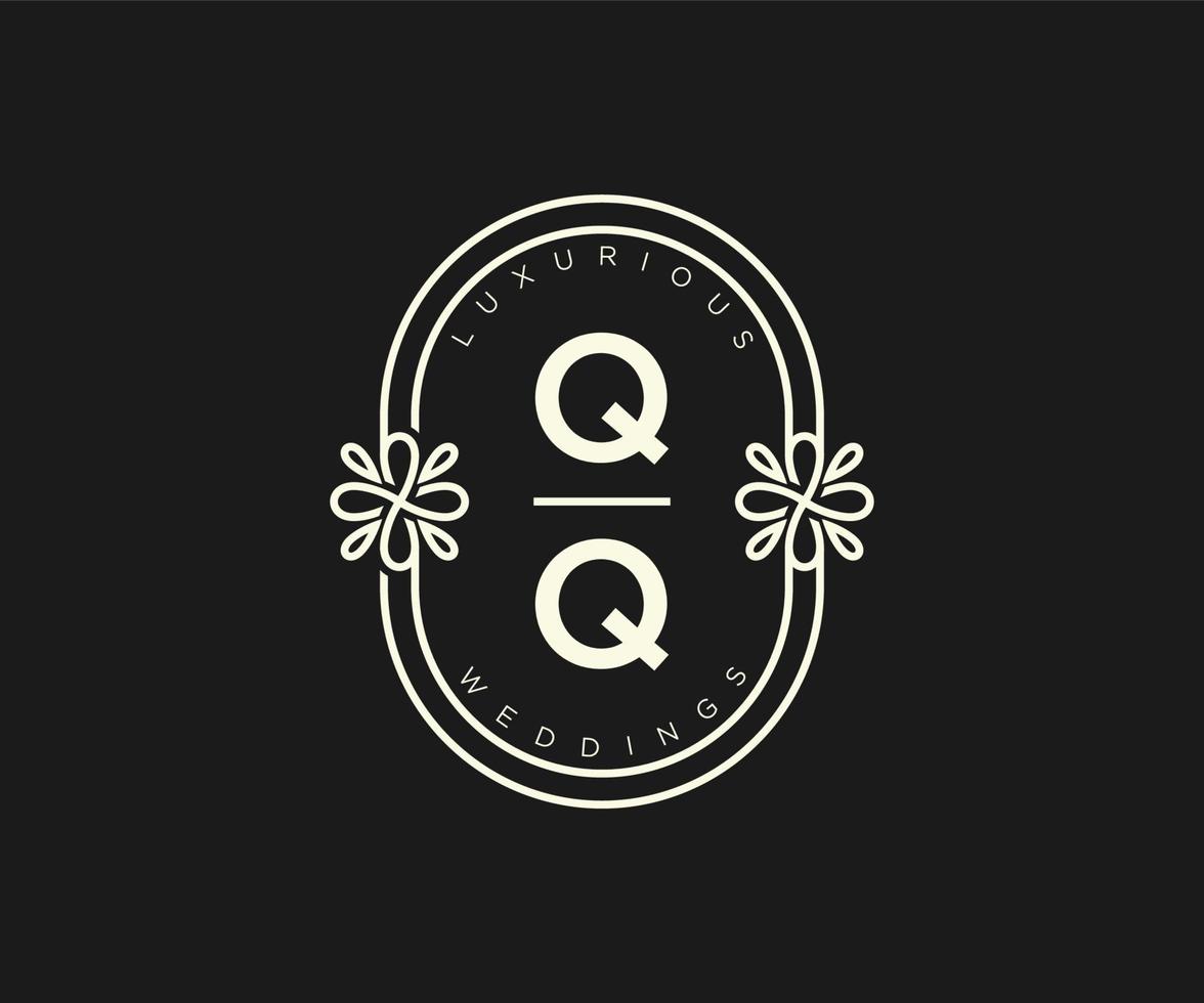 qq initialen brief bruiloft monogram logos sjabloon, hand- getrokken modern minimalistisch en bloemen Sjablonen voor uitnodiging kaarten, opslaan de datum, elegant identiteit. vector