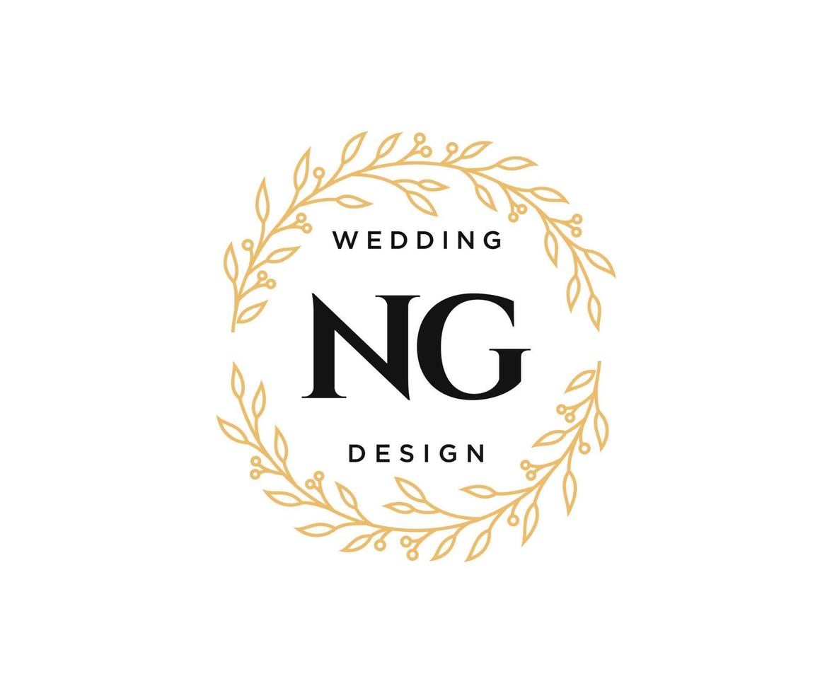 ng initialen brief bruiloft monogram logos verzameling, hand- getrokken modern minimalistisch en bloemen Sjablonen voor uitnodiging kaarten, opslaan de datum, elegant identiteit voor restaurant, boetiek, cafe in vector