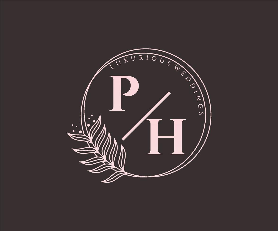 ph initialen brief bruiloft monogram logos sjabloon, hand- getrokken modern minimalistisch en bloemen Sjablonen voor uitnodiging kaarten, opslaan de datum, elegant identiteit. vector