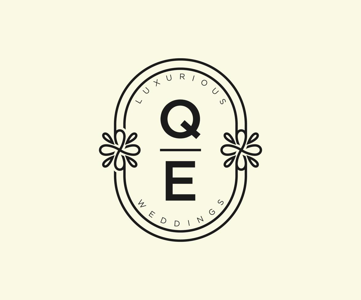 qe initialen brief bruiloft monogram logos sjabloon, hand- getrokken modern minimalistisch en bloemen Sjablonen voor uitnodiging kaarten, opslaan de datum, elegant identiteit. vector