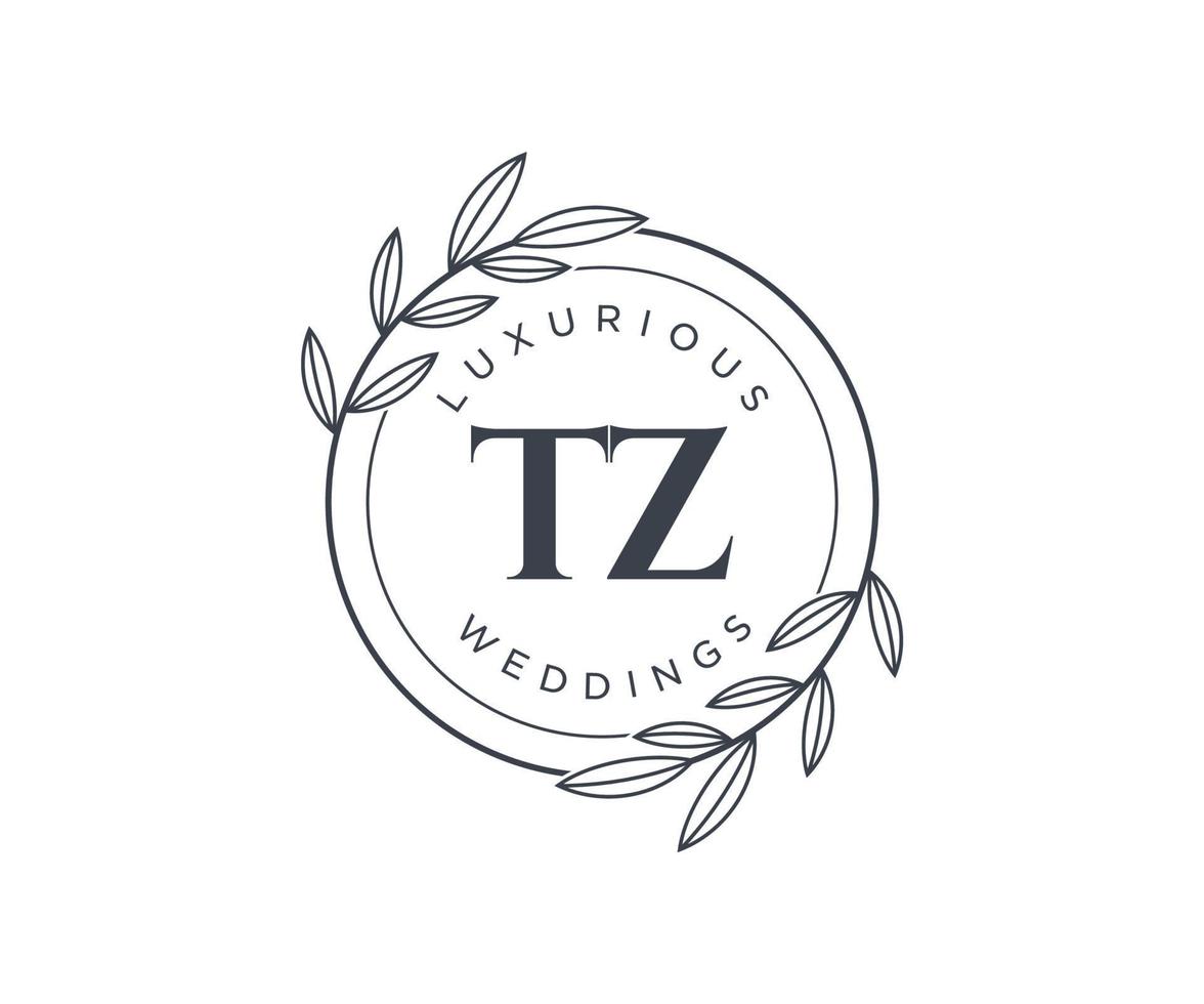 tz initialen brief bruiloft monogram logos sjabloon, hand- getrokken modern minimalistisch en bloemen Sjablonen voor uitnodiging kaarten, opslaan de datum, elegant identiteit. vector