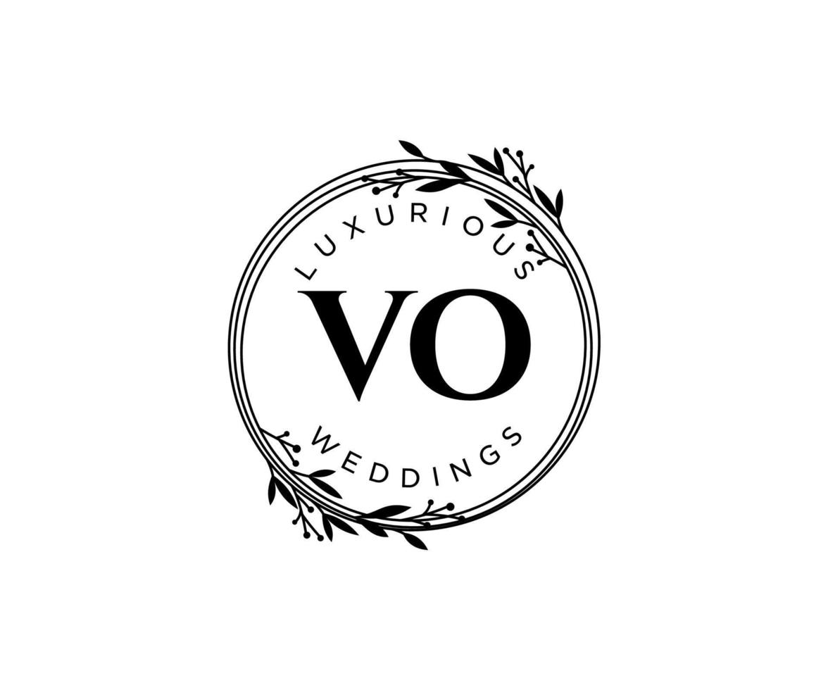 vo initialen brief bruiloft monogram logos sjabloon, hand- getrokken modern minimalistisch en bloemen Sjablonen voor uitnodiging kaarten, opslaan de datum, elegant identiteit. vector