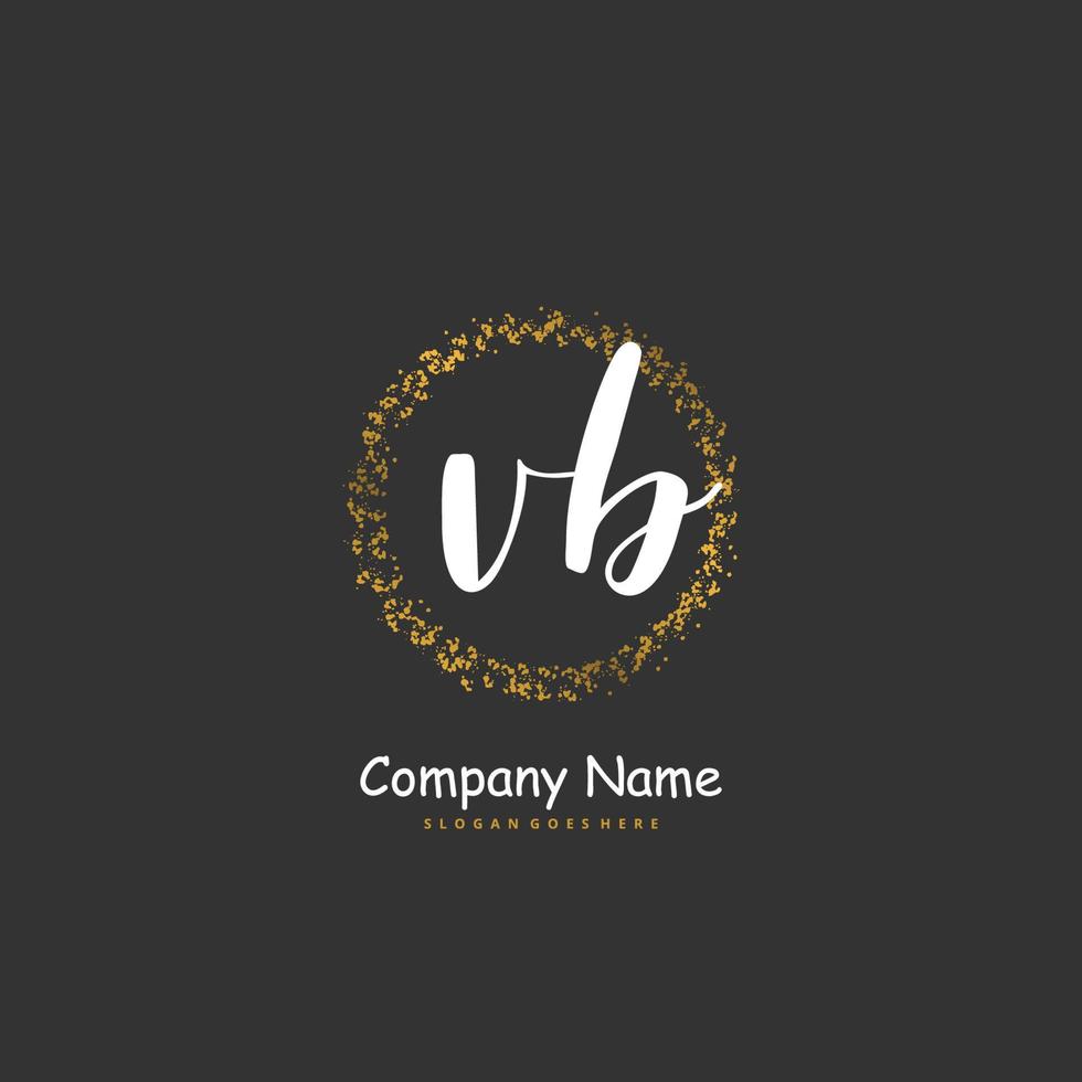 vb eerste handschrift en handtekening logo ontwerp met cirkel. mooi ontwerp handgeschreven logo voor mode, team, bruiloft, luxe logo. vector