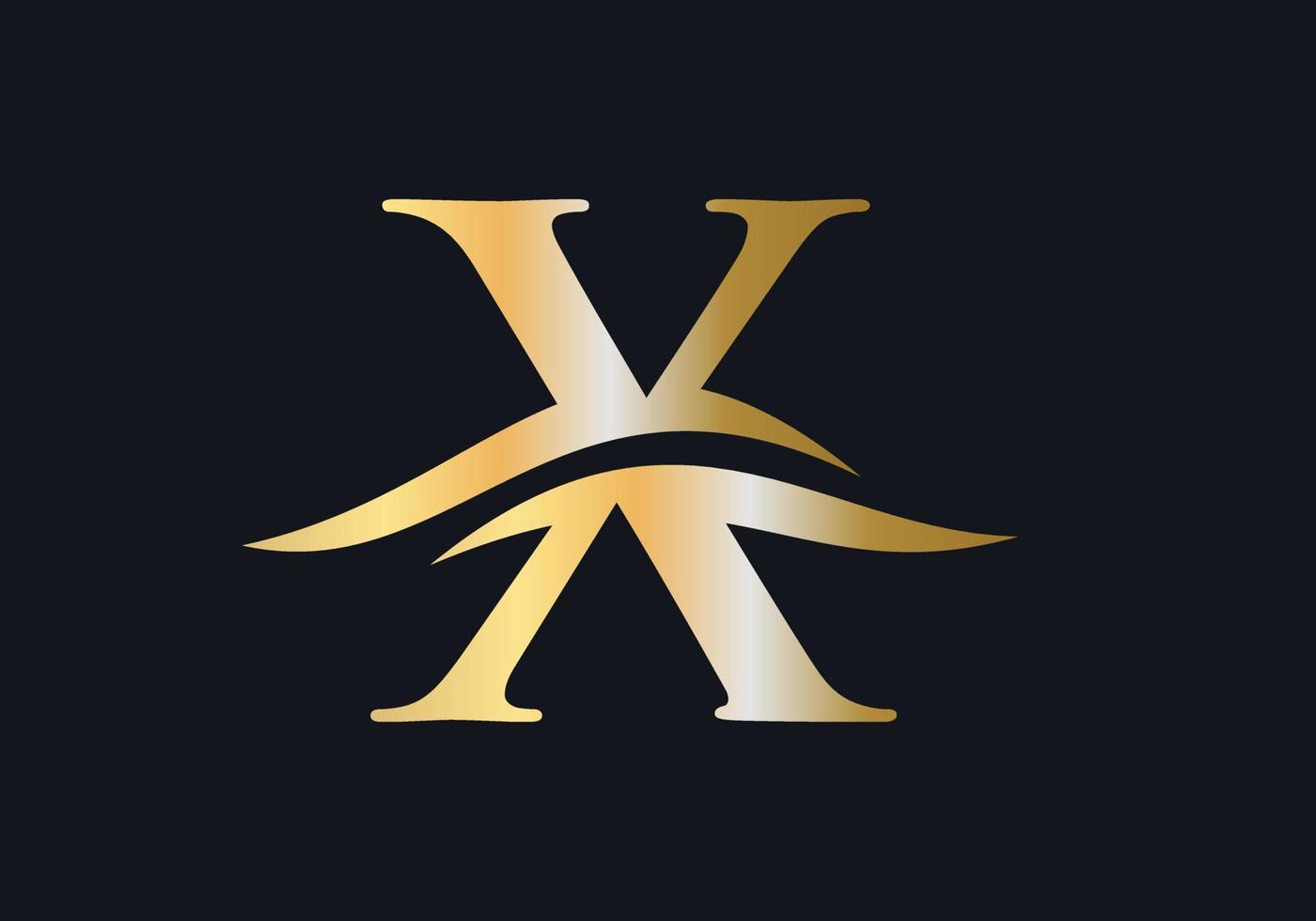 brief X logo met luxe concept vector