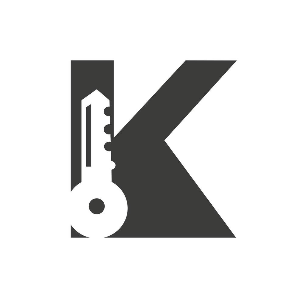 brief k sleutel logo combineren met huis kastje sleutel voor echt landgoed en huis verhuur symbool vector sjabloon