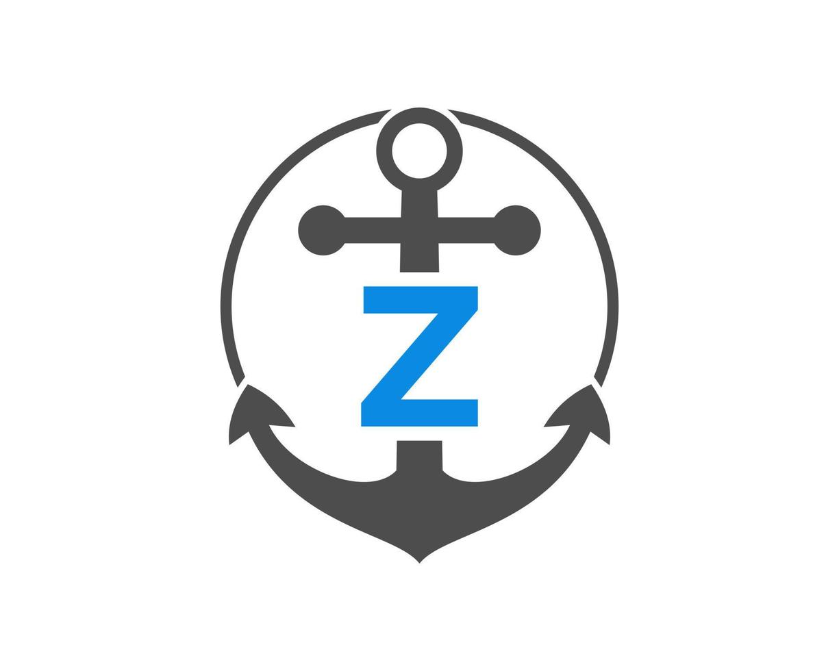 eerste brief z anker logo. marinier, het zeilen boot logo vector