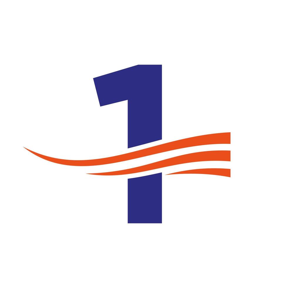 eerste monogram brief 1 logo ontwerp vector sjabloon