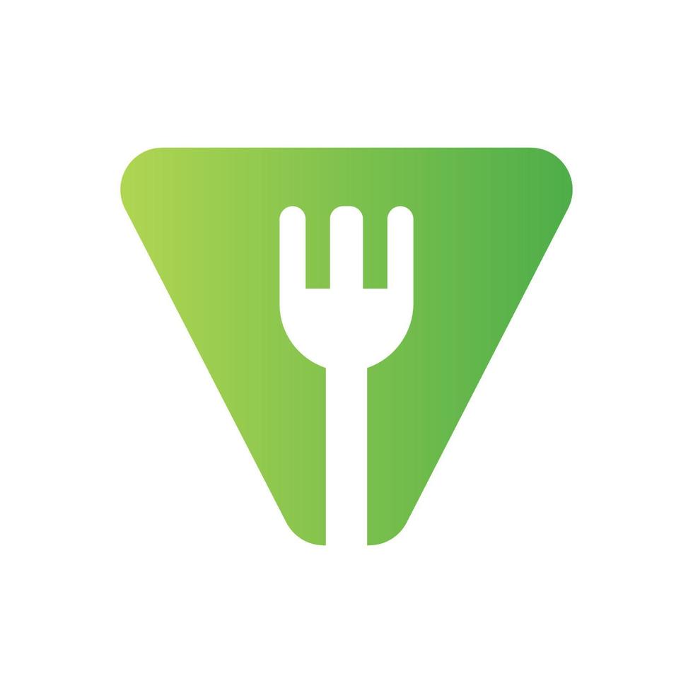 brief v restaurant logo gecombineerd met vork icoon vector sjabloon