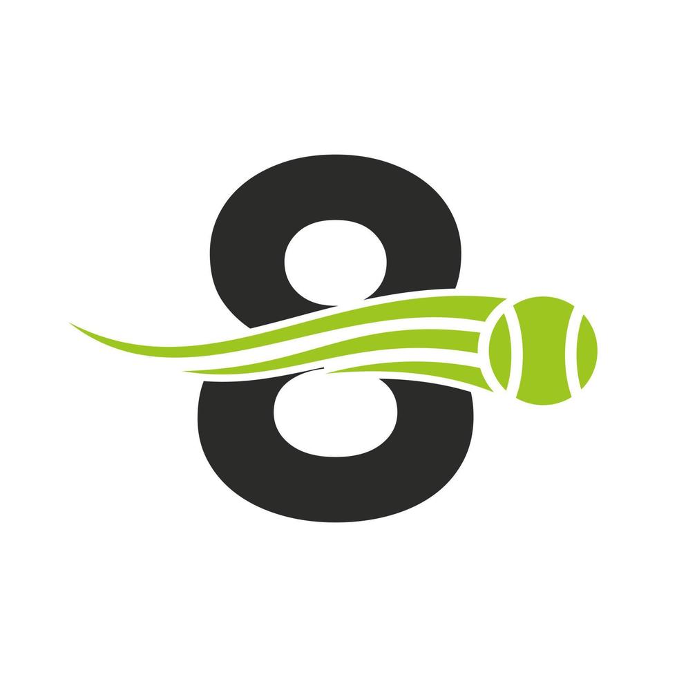 brief 8 tennis club logo ontwerp sjabloon. tennis sport academie, club logo vector