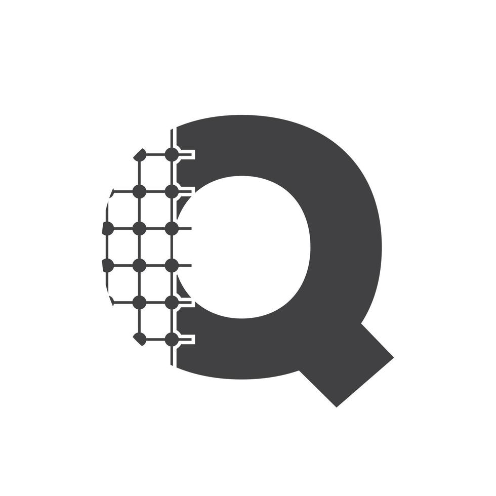 brief q architectuur logo ontwerp. echt landgoed icoon, architect en bouw symbool vector sjabloon