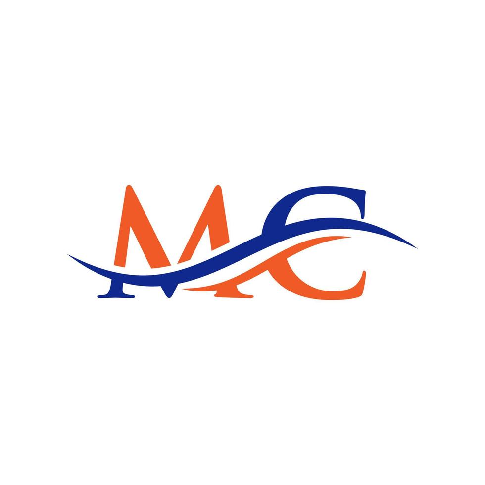 swoosh brief mc logo ontwerp voor bedrijf en bedrijf identiteit. water Golf mc logo met modern modieus vector