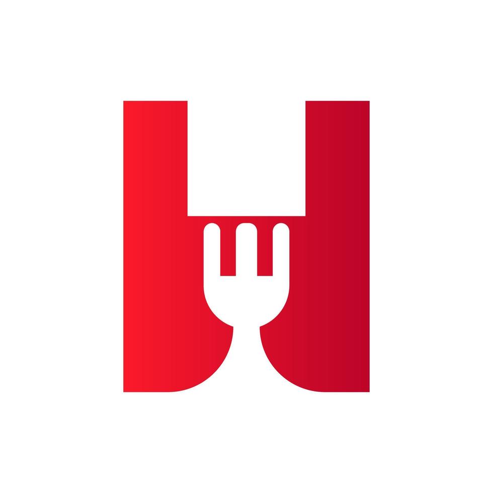 brief h restaurant logo gecombineerd met vork icoon vector sjabloon