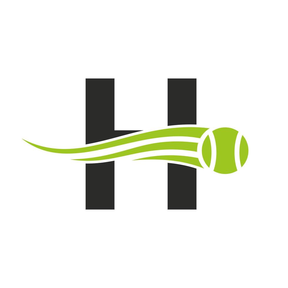 brief h tennis club logo ontwerp sjabloon. tennis sport academie, club logo vector