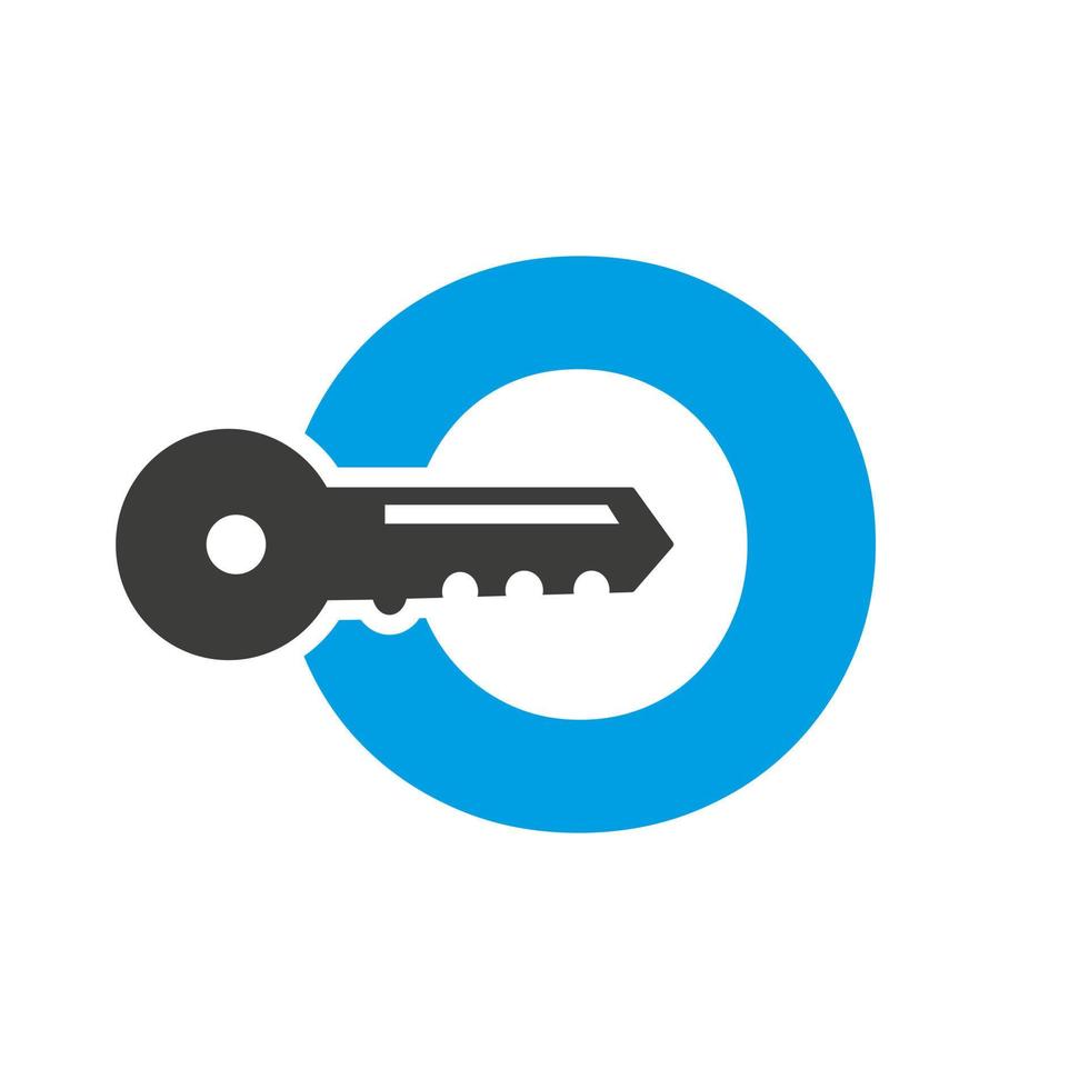 brief O sleutel logo combineren met huis kastje sleutel voor echt landgoed en huis verhuur symbool vector sjabloon
