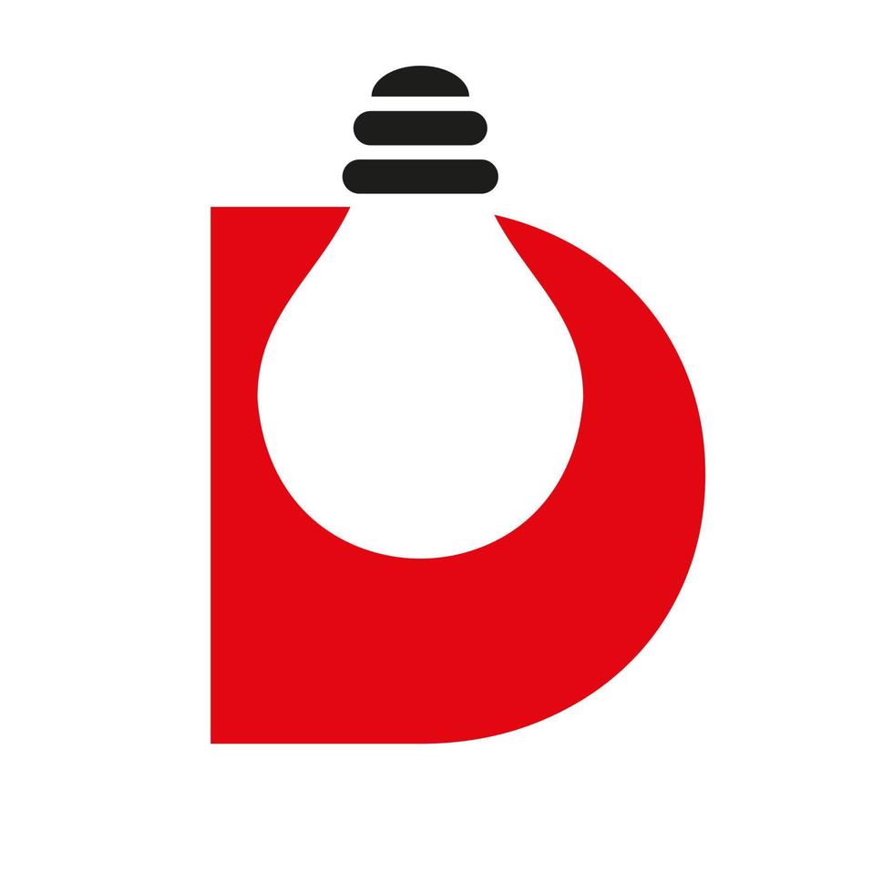 brief d elektrisch logo combineren met elektrisch lamp icoon vector sjabloon. licht lamp logotype teken symbool