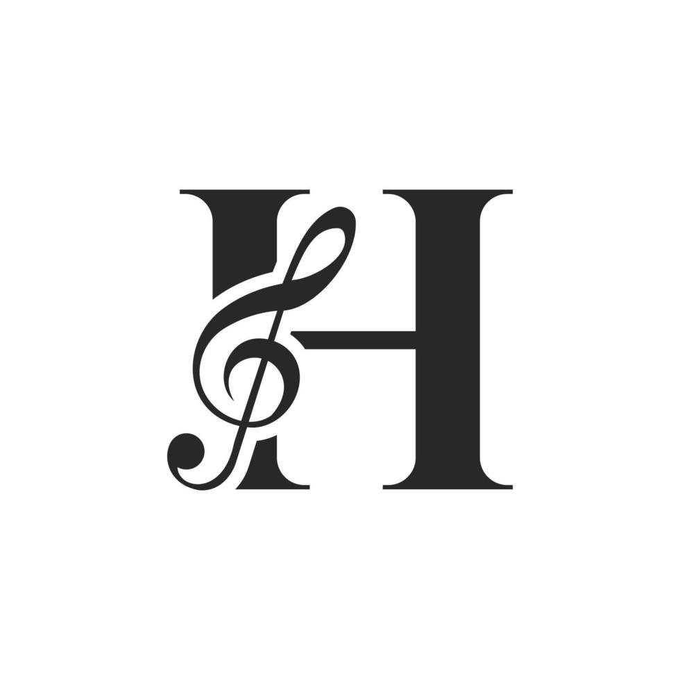 brief h muziek- logo. dj symbool podcast logo icoon vector sjabloon