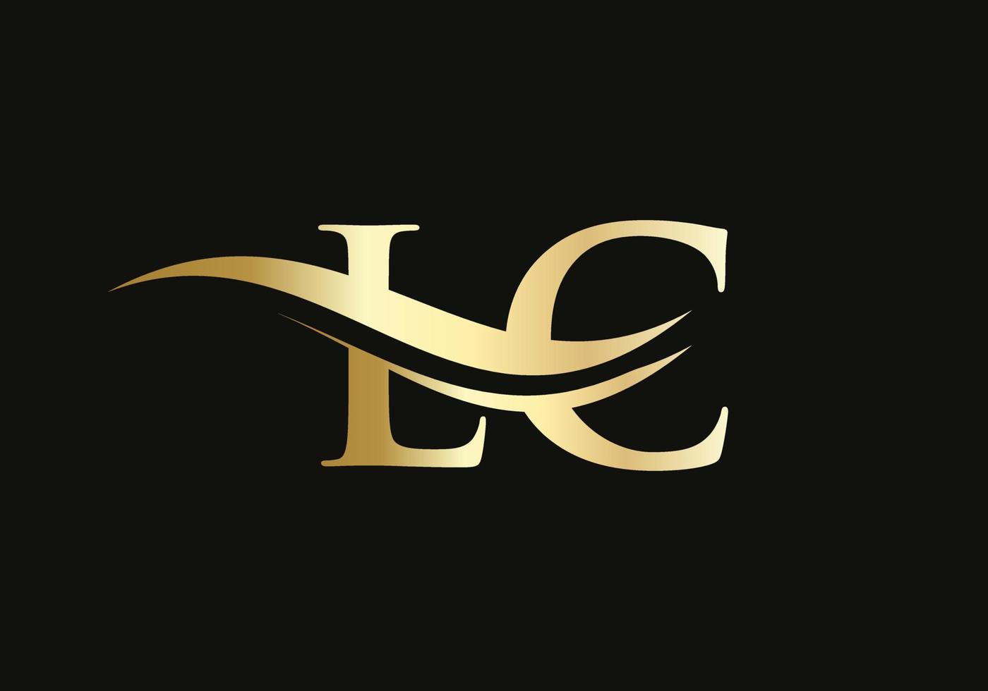 eerste goud brief lc logo ontwerp. lc logo ontwerp met modern modieus vector