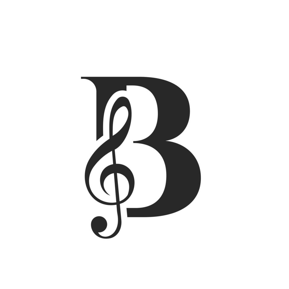 brief b muziek- logo. dj symbool podcast logo icoon vector sjabloon