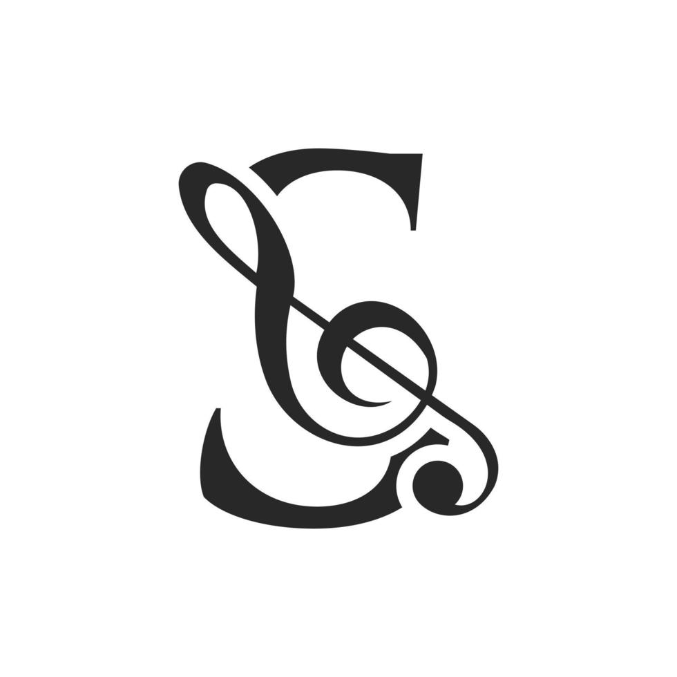 brief s muziek- logo. dj symbool podcast logo icoon vector sjabloon
