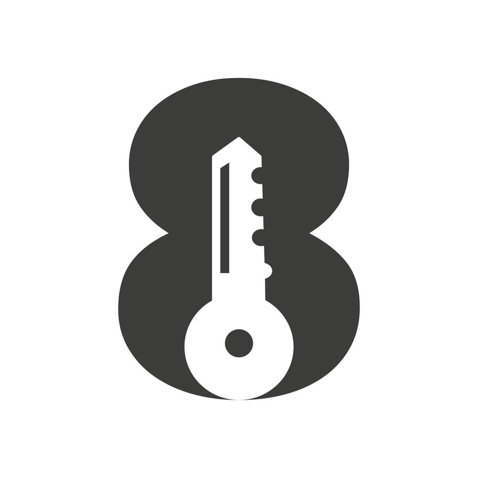 brief 8 sleutel logo combineren met huis kastje sleutel voor echt landgoed en huis verhuur symbool vector sjabloon