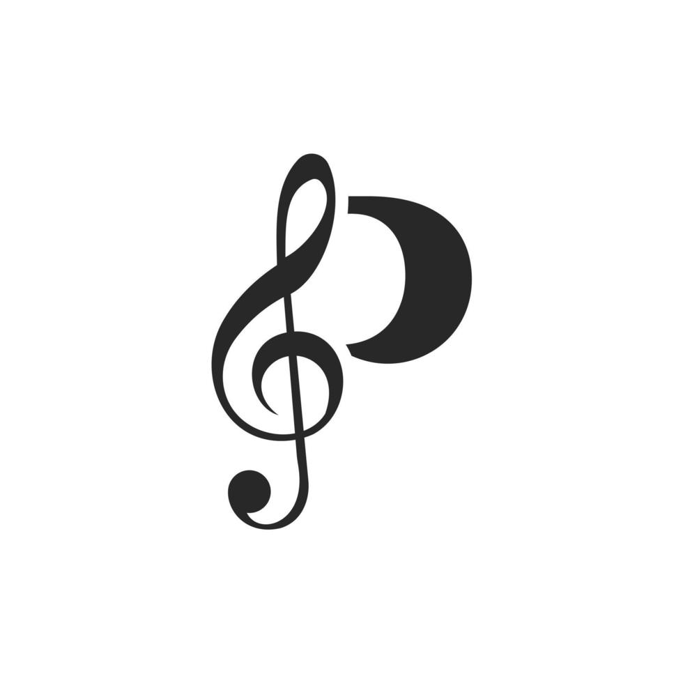brief p muziek- logo. dj symbool podcast logo icoon vector sjabloon