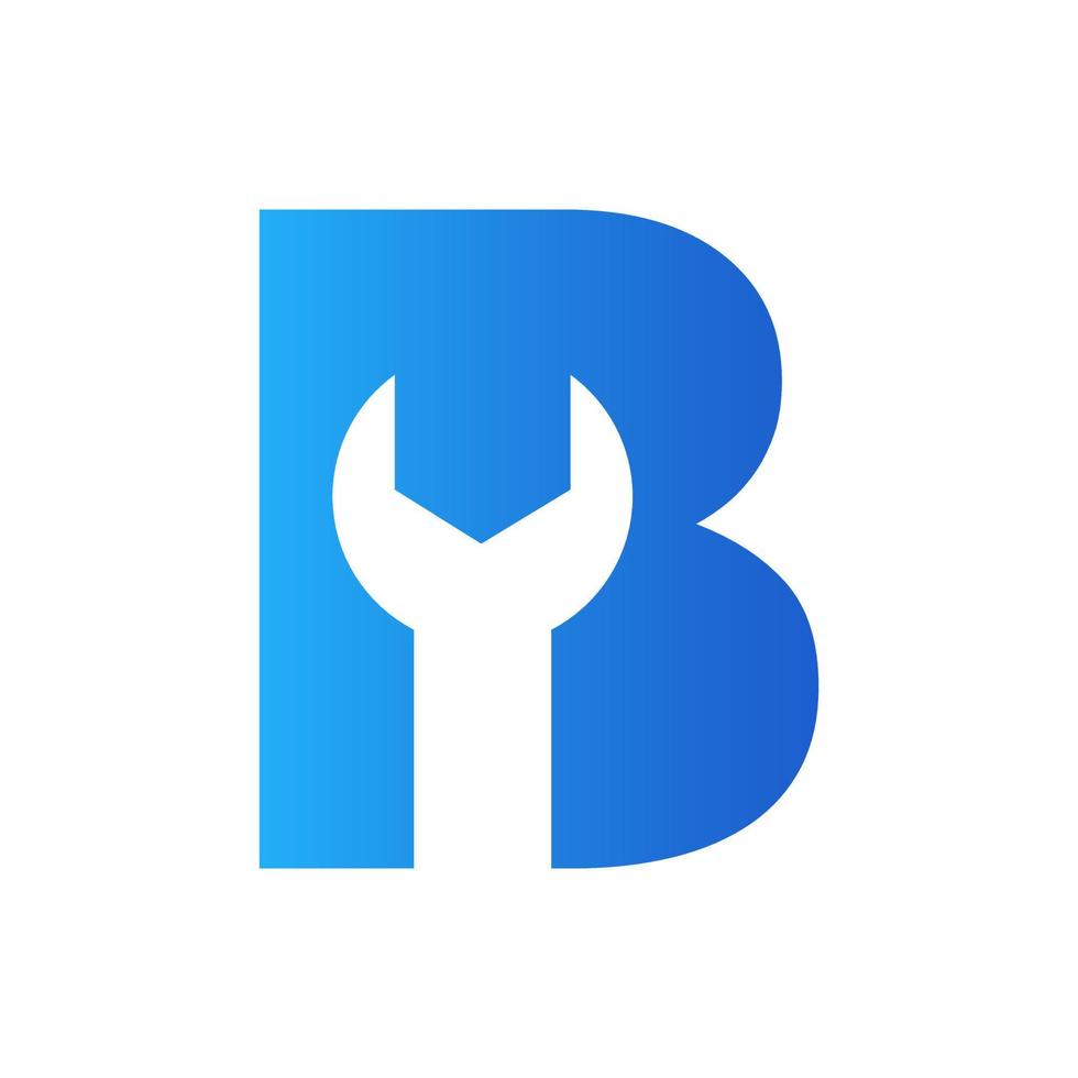brief b moersleutel symbool voor echt landgoed, gebouw, bouw reparatie logo vector sjabloon