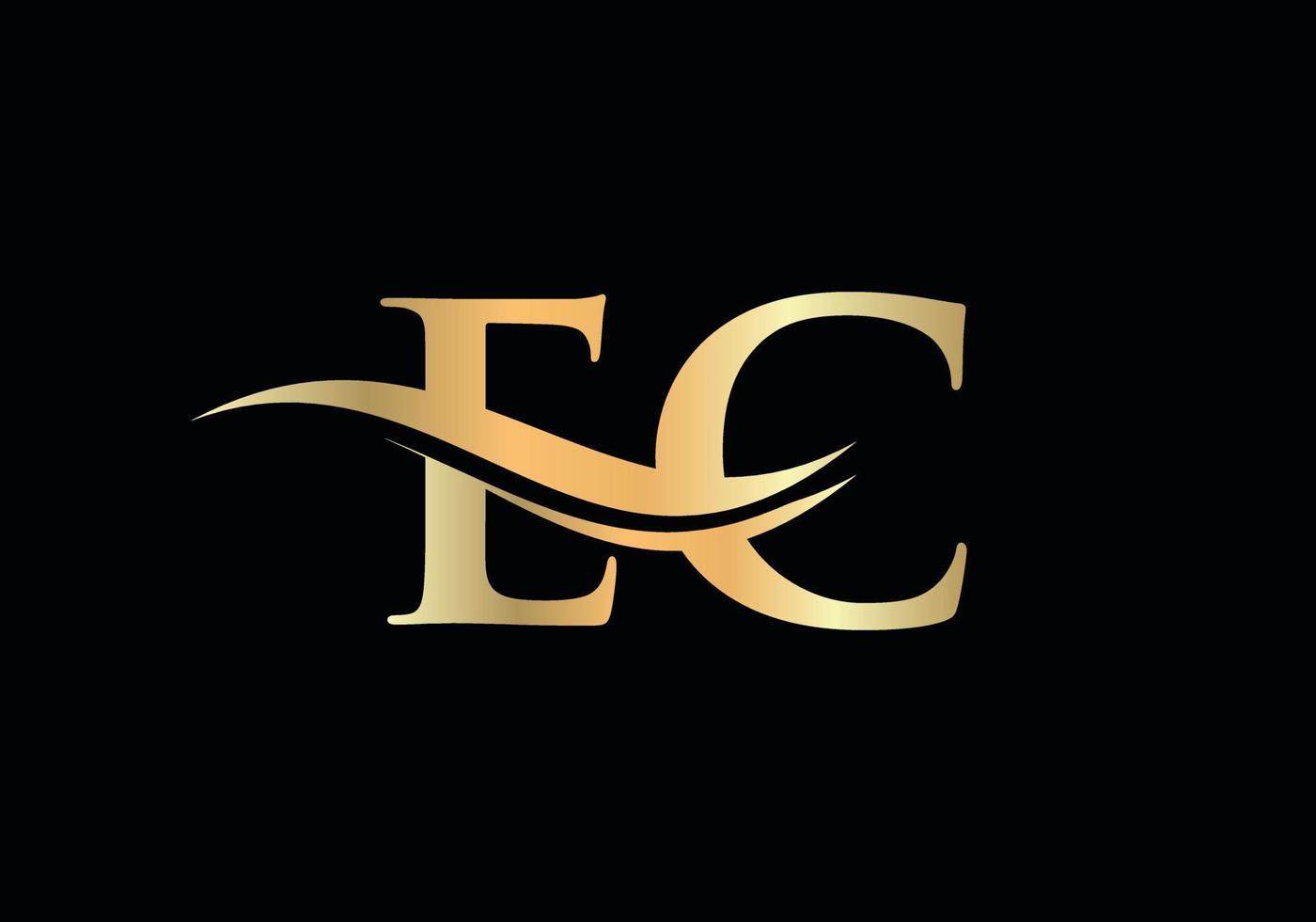 eerste goud brief ec logo ontwerp. ec logo ontwerp met modern modieus vector