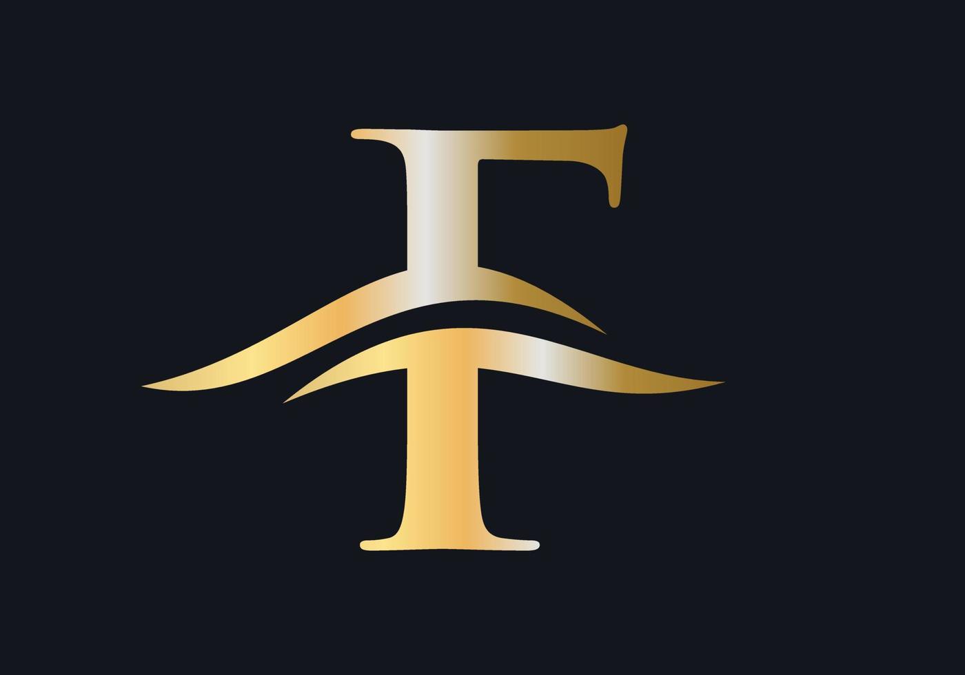 brief f logo met luxe concept vector