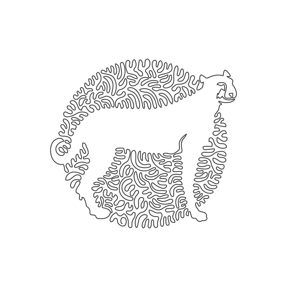 doorlopend een kromme lijn tekening. behendig lichaam van de Jachtluipaard. abstract kunst in cirkel. single lijn bewerkbare beroerte vector illustratie van carnivoor dier voor logo, muur decor, poster afdrukken decoratie