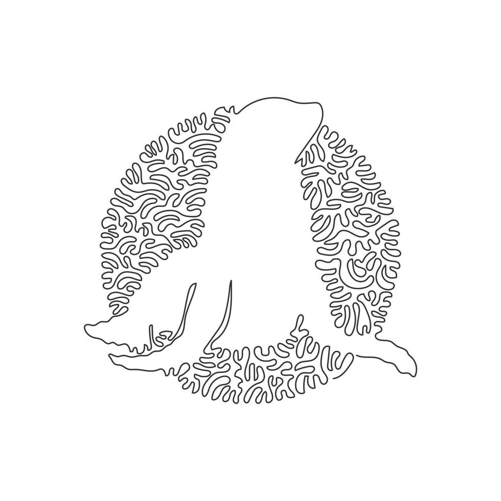 doorlopend kromme een lijn tekening van uniek zee leeuw abstract kunst in cirkel. single lijn bewerkbare beroerte vector illustratie van speels dieren voor logo, muur decor en poster afdrukken decoratie