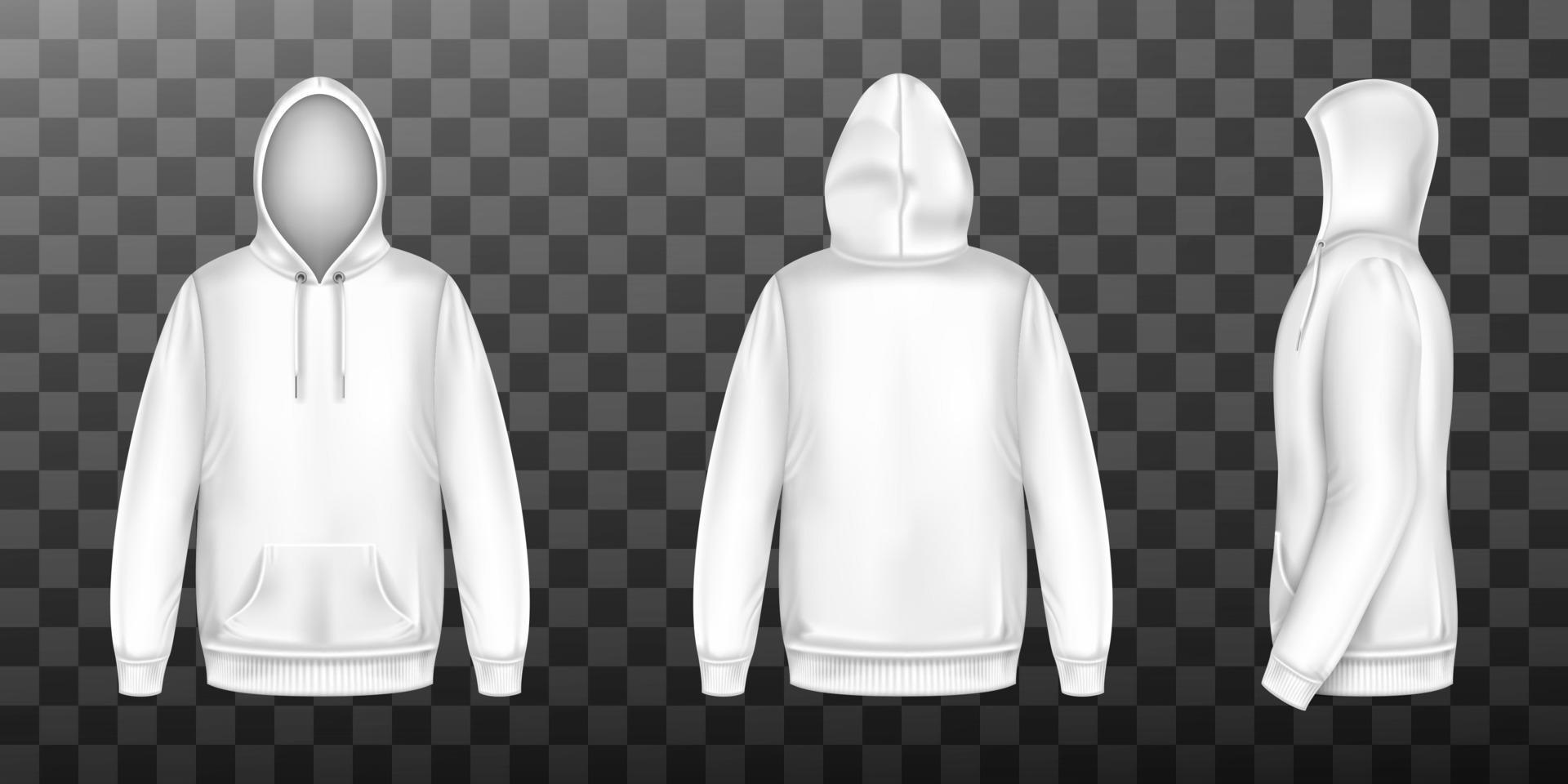 hoody wit sweater bespotten omhoog voorkant kant terug reeks vector