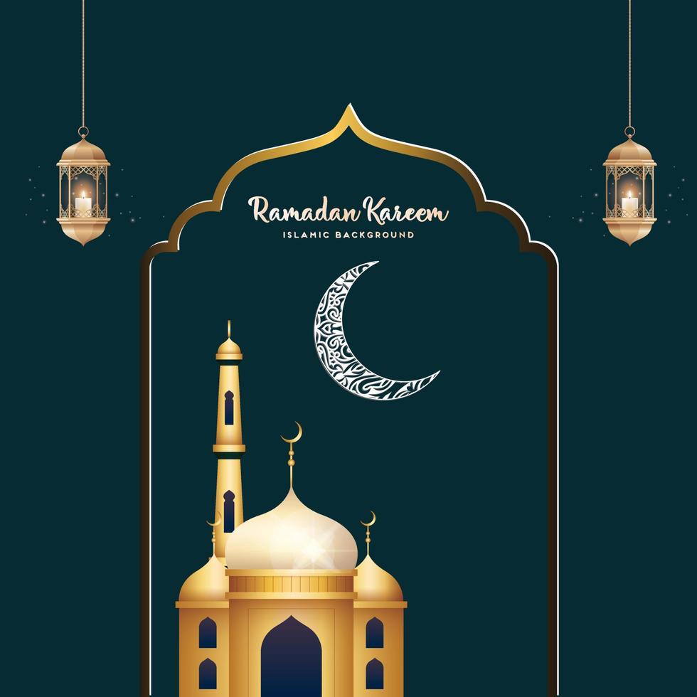 Ramadan kareem folder sjabloon Islamitisch brochure post Arabisch kalligrafie, groet kaart viering van moslim gemeenschap festival vertaling de maand van vastend en de maand van zegeningen en genade vector