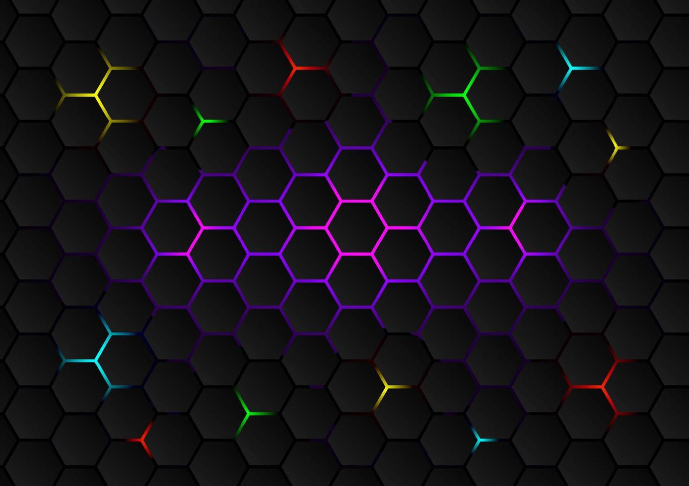 de zeshoeken zijn geregeld Leuk vinden een honingraat. met veel kleuren schijnend hieronder Aan de helling achtergrond vector