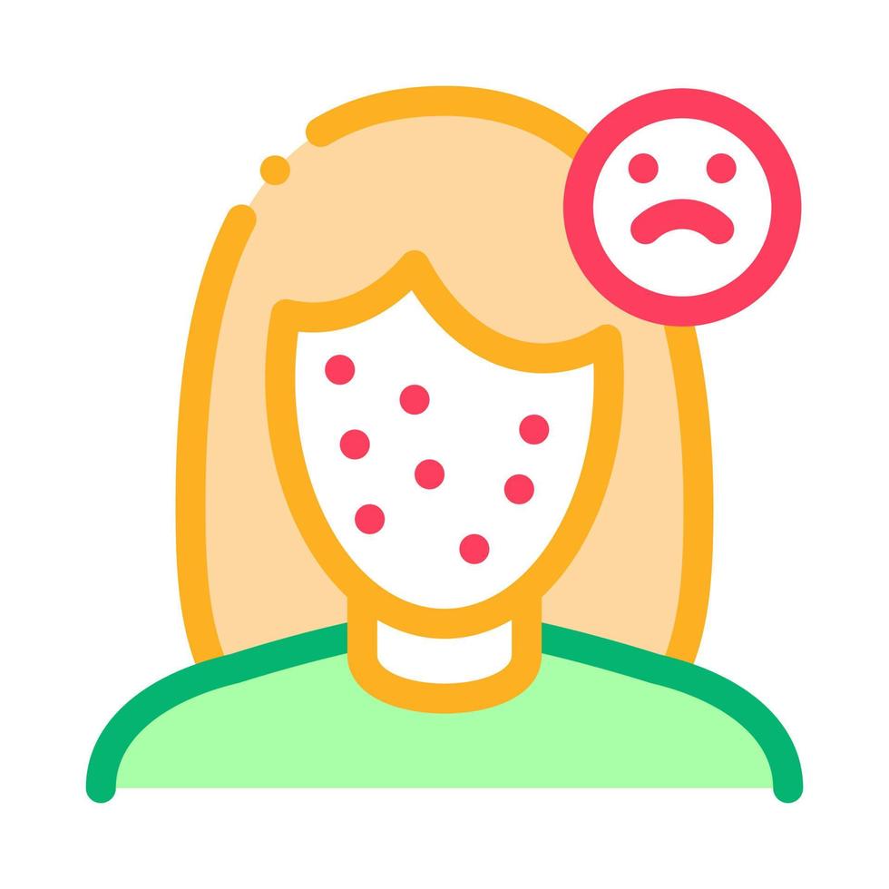 acne gezicht verdrietig meisje icoon schets illustratie vector