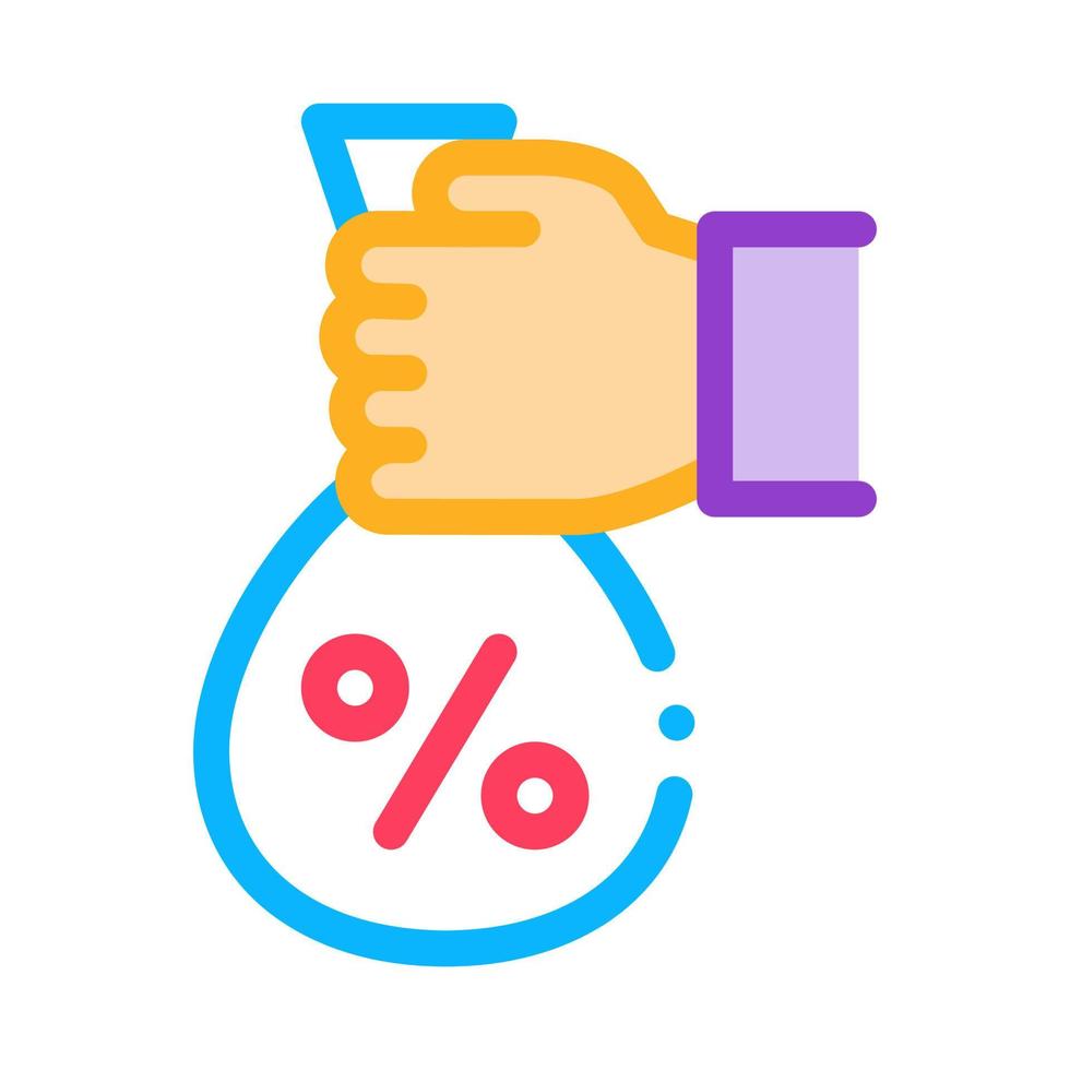 hand- geven procent icoon vector schets illustratie