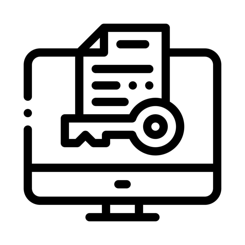 geheim documenten in computer icoon vector schets illustratie
