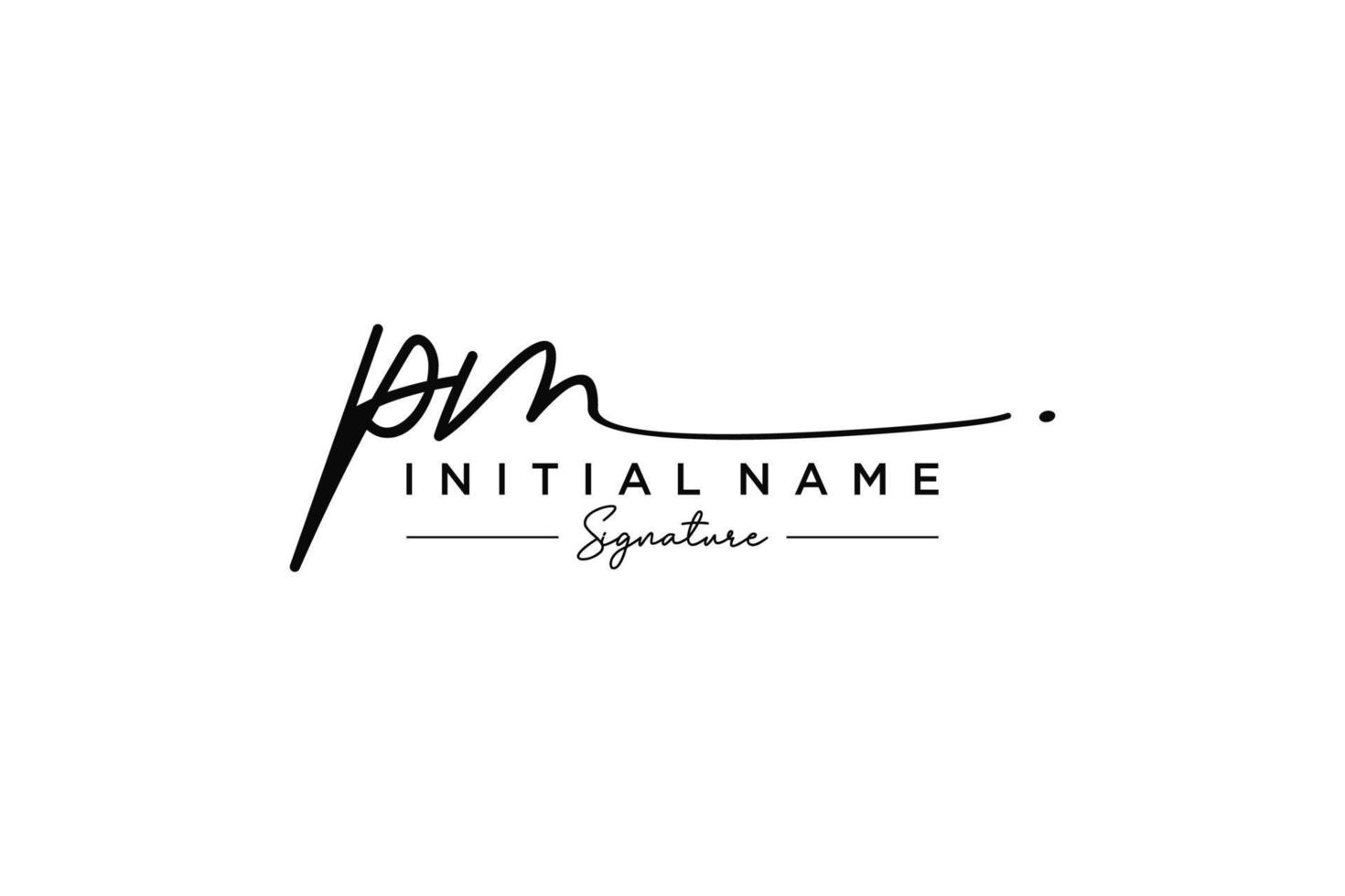 eerste p.m handtekening logo sjabloon vector. hand- getrokken schoonschrift belettering vector illustratie.