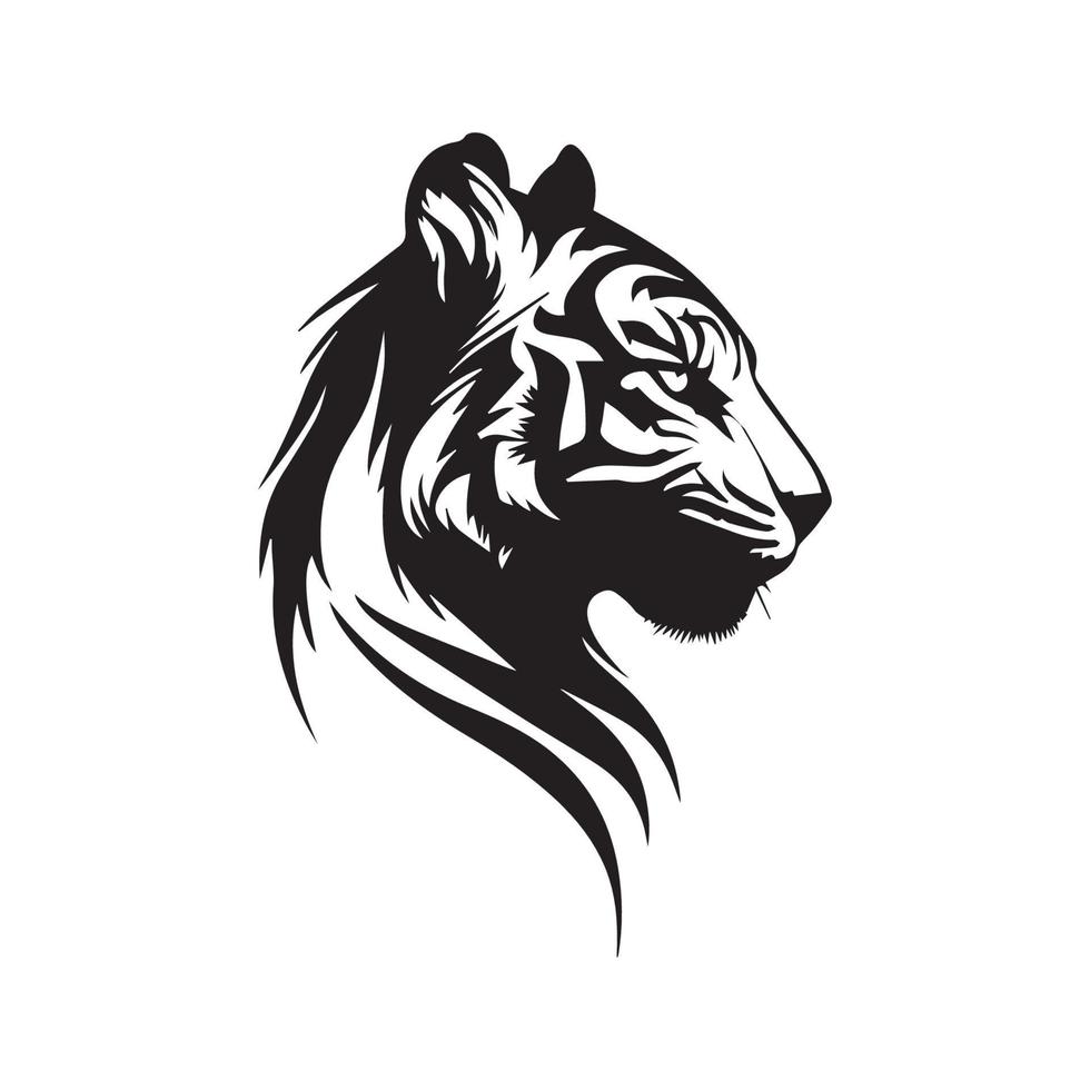 tijger hoofd minimaal vector icoon. geïsoleerd roofdier illustratie. mascotte silhouet van wild dier.
