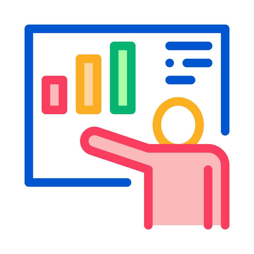 spreker met statistisch icoon vector schets illustratie