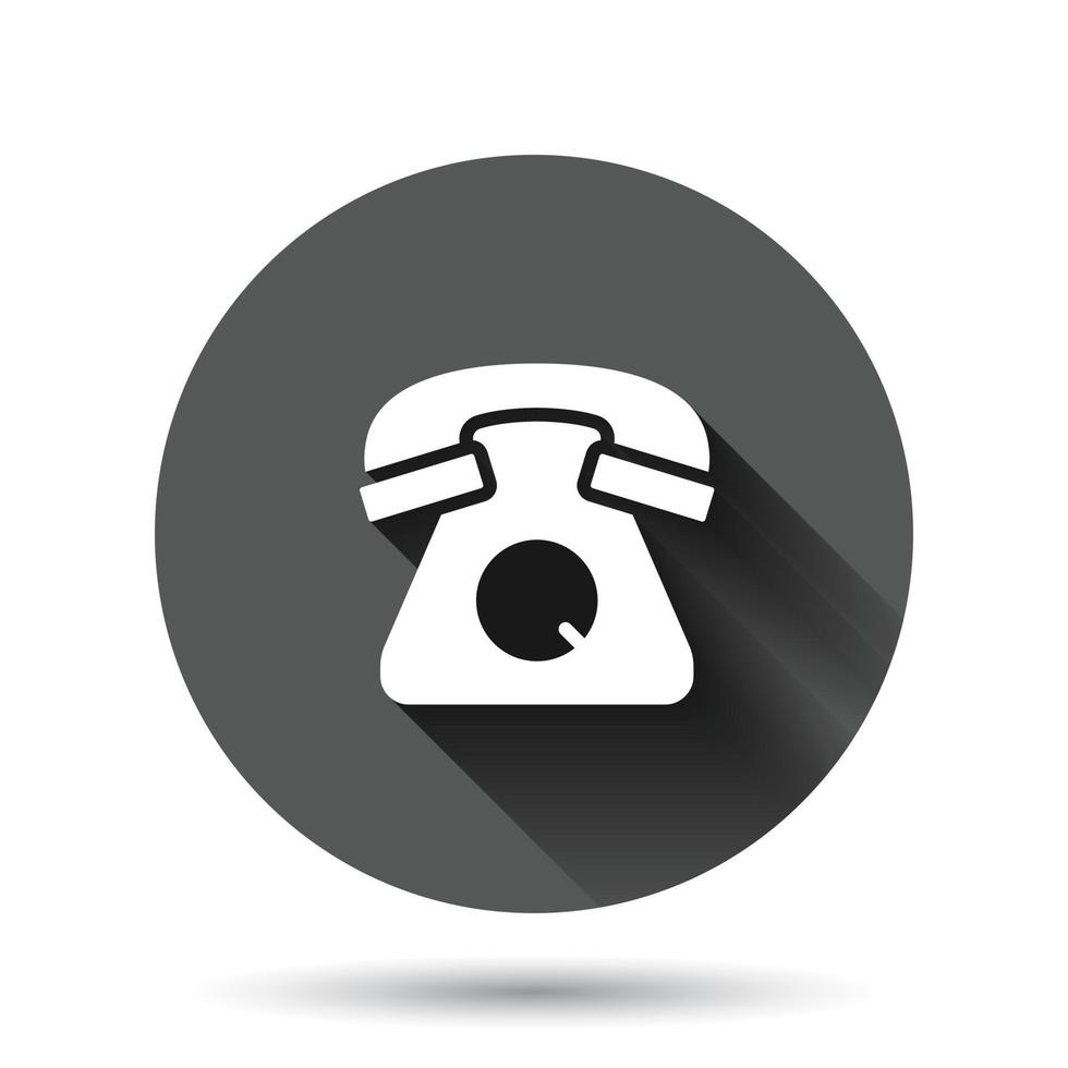 mobiel telefoon icoon in vlak stijl. telefoon praten vector illustratie Aan zwart ronde achtergrond met lang schaduw effect. hotline contact cirkel knop bedrijf concept.