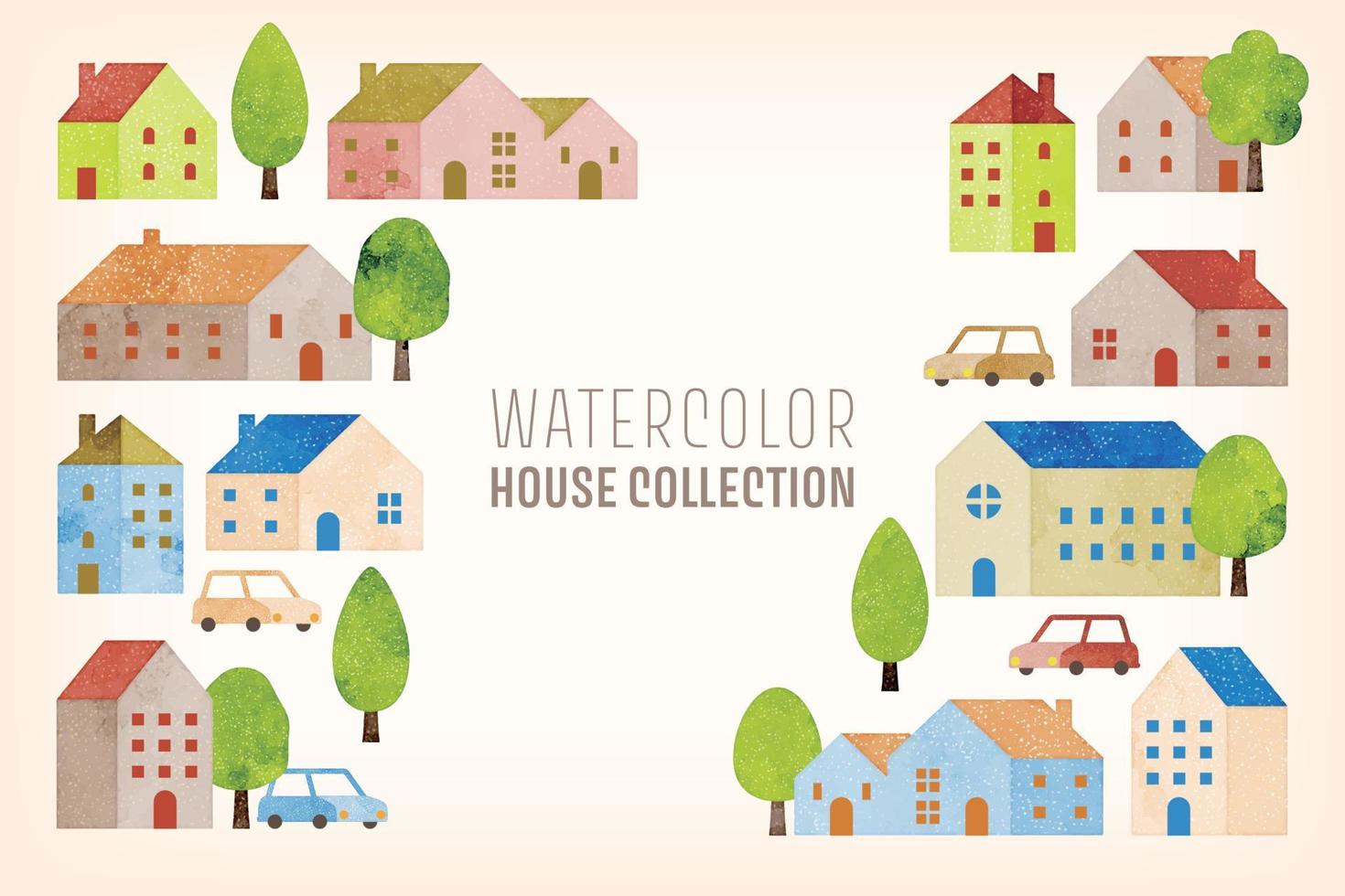 vector waterverf huis verzameling, illustratie voor decoratie
