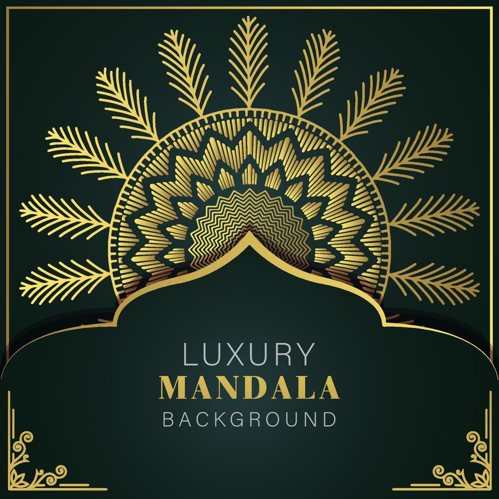 luxe mandala gouden met een zwart achtergrond elegant ontwerp voor verjaardag uitnodiging henna- vector