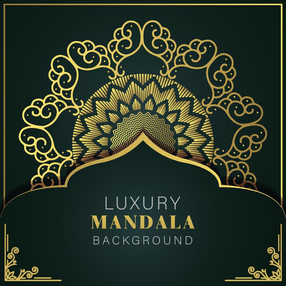 luxe mandala gouden met een zwart achtergrond elegant ontwerp voor verjaardag uitnodiging henna- vector