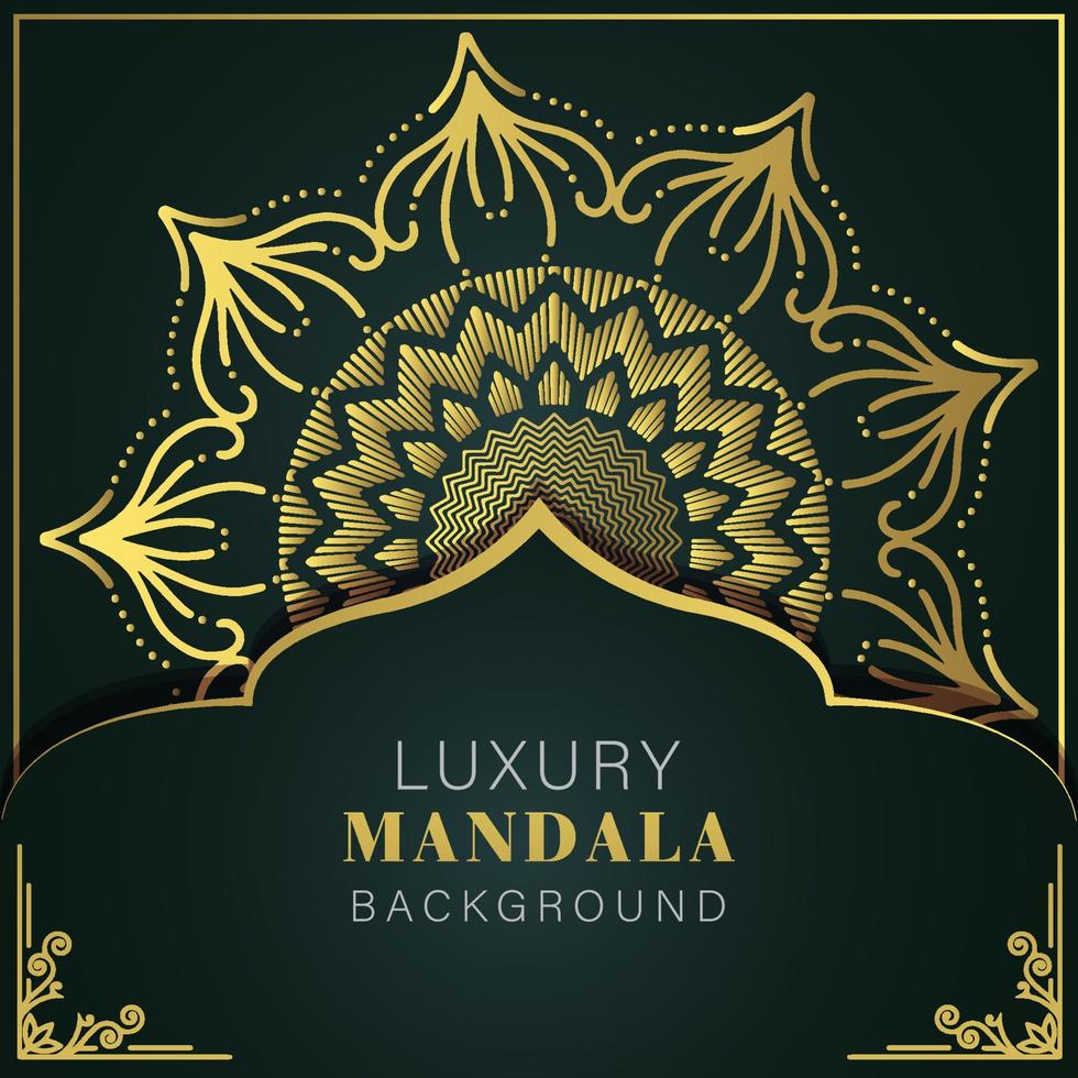 luxe mandala gouden met een zwart achtergrond elegant ontwerp voor verjaardag uitnodiging henna- vector