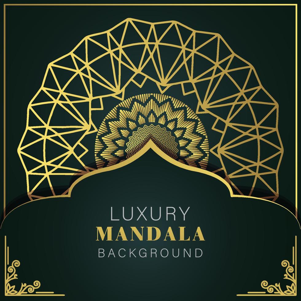 luxe mandala gouden met een zwart achtergrond elegant ontwerp voor verjaardag uitnodiging henna- vector