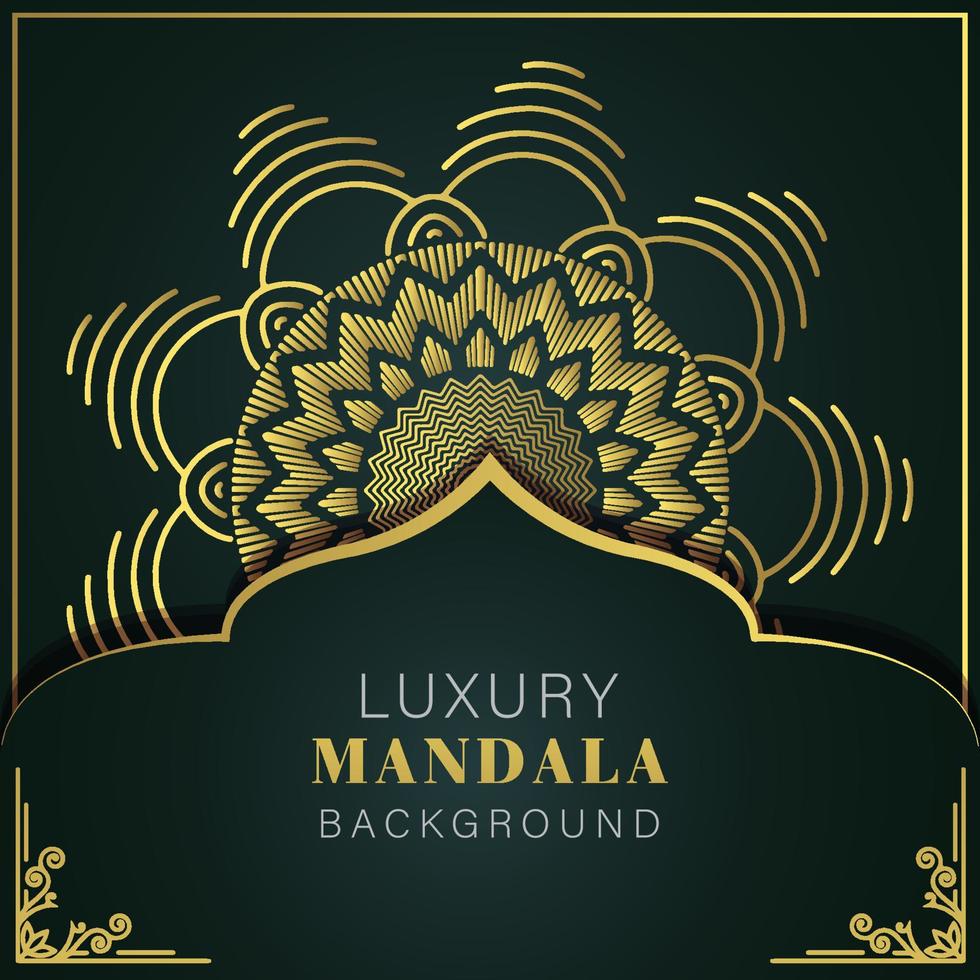 luxe mandala gouden met een zwart achtergrond elegant ontwerp voor verjaardag uitnodiging henna- vector